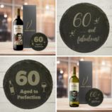 19 Crimes Red Wine & Sauvignon Blanc Gift Sets with 60th Birthday Slate Coaster