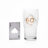 60th Birthday Beer Glass & Bottle Opener