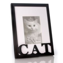 Carved Wood Cat Photo Frame