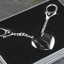 Engraved Joining Hearts Keyring in Gift Box