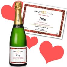 Valentines Day Personalised Bottle of Cava