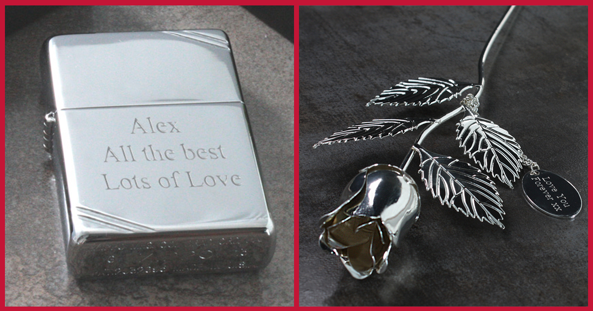 Vintage Chrome Zippo Lighter & Personalised Silver Plated Rose Vintage Chrome Zippo Lighter & Personalised Silver Plated Rose