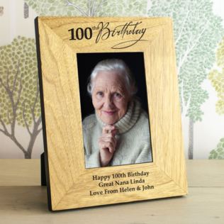 100th Birthday Wooden Personalised Photo Frame Product Image