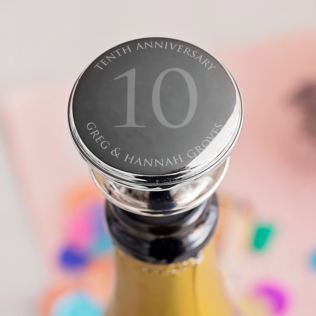 Personalised 10th Anniversary Wine Bottle Stopper Product Image