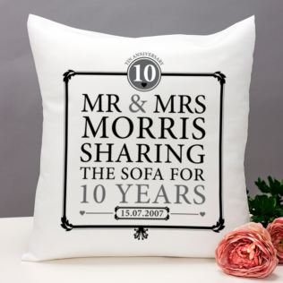 Personalised 10th Anniversary Sharing The Sofa Cushion Product Image