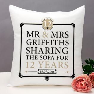 Personalised 12th Anniversary Sharing The Sofa Cushion Product Image