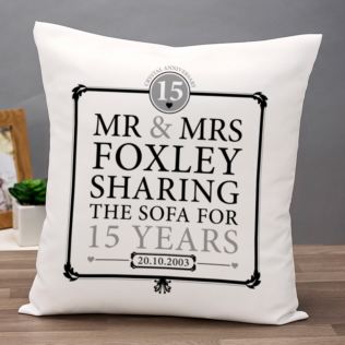 Personalised 15th Anniversary Sharing The Sofa Cushion Product Image