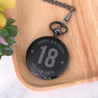 Personalised 18th Birthday Black Pocket Watch Product Image