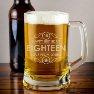 Personalised 18th Birthday Glass Tankard Product Image