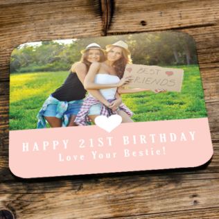 Personalised 21st Birthday Pink Photo Coaster Product Image