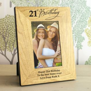21st Birthday Wooden Personalised Photo Frame Product Image