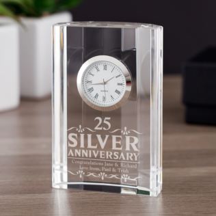 Engraved Silver Wedding Anniversary Mantel Clock Product Image