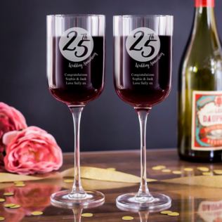 Personalised 25th Anniversary Fusion Wine Glasses Product Image