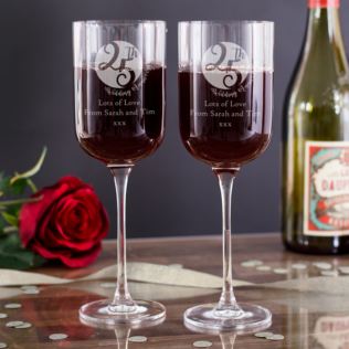 Personalised 25th Anniversary Fusion Wine Glasses Product Image