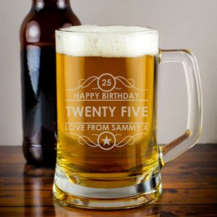 Personalised 25th Birthday Glass Tankard Product Image