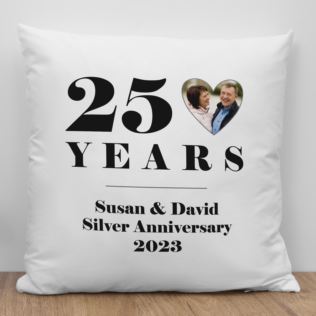 Personalised 25th Wedding Anniversary Photo Cushion Product Image