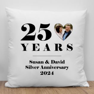 Personalised 25th Wedding Anniversary Photo Cushion Product Image