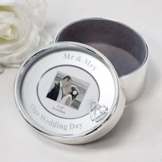 Mr & Mrs Silver Plated Oval Trinket Box Product Image