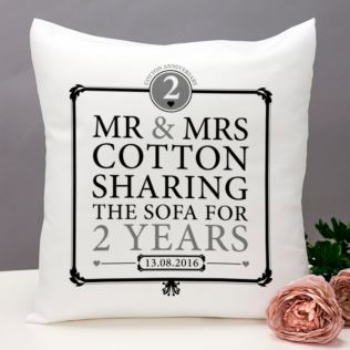 Personalised 2nd Anniversary Sharing The Sofa Cushion Product Image