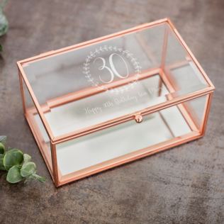 Personalised 30th Birthday Rose Gold Glass Jewellery Box Product Image
