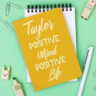 Personalised Positive Mind Positive Life A5 Yellow Notebook Product Image