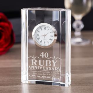 Engraved Ruby Wedding Anniversary Mantel Clock Product Image