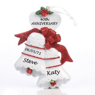 Ruby Anniversary Personalised Bells Ornament Product Image