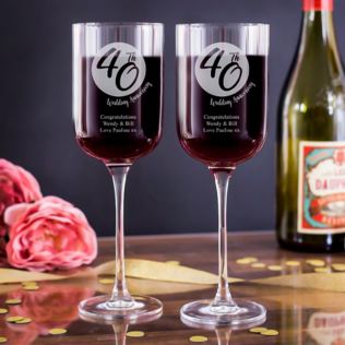 Personalised 40th Anniversary Fusion Wine Glasses Product Image