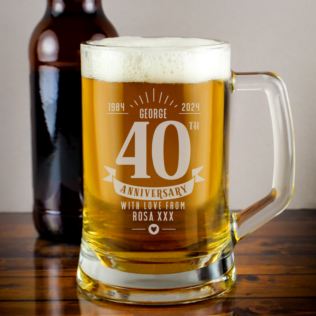 Personalised 40th Anniversary Glass Tankard Product Image