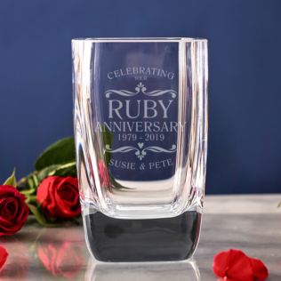 Personalised Ruby Wedding Anniversary Glass Vase Product Image