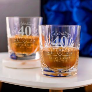 Engraved Cut Crystal Ruby Anniversary Whisky Tumblers Product Image