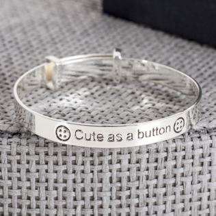Cute As A Button Expandable Baby Bangle In Personalised Box Product Image