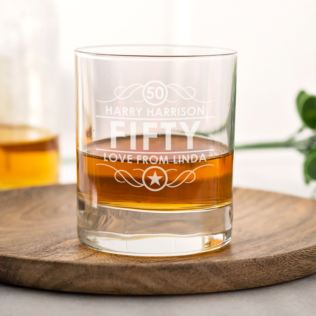 Personalised 50th Birthday Whisky Glass Product Image