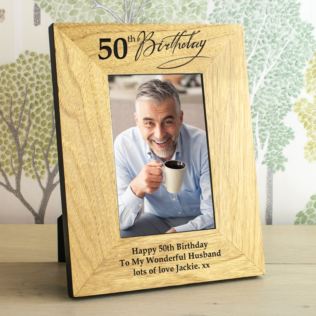50th Birthday Wooden Personalised Photo Frame Product Image