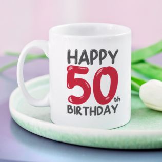 Personalised 50th Birthday Mug Red Product Image