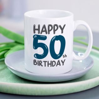 Personalised 50th Birthday Mug Blue Product Image