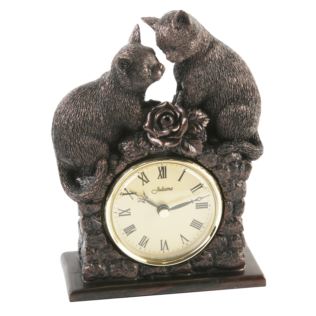 Figurine Clock Bronze Effect 2 Cats Product Image