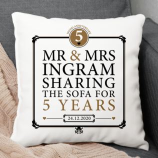 Personalised 5th Anniversary Sharing The Sofa Cushion Product Image