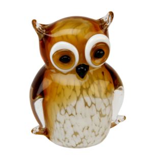 Objets d'art Glass Figurine - Amber/White Owl Product Image