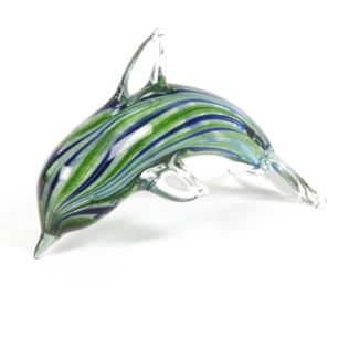 Objets d'art Glass Figurine - Blue & Green Dolphin Product Image