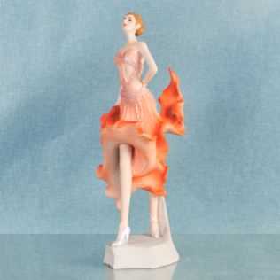Ballroom Dancer Resin Lady Figurine in Orange Dress Product Image