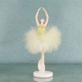 Ballerina Dancer Resin Figurine in Green Dress 23.5cm Product Image