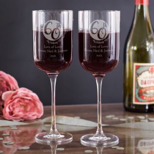 Personalised 60th Anniversary Fusion Wine Glasses Product Image