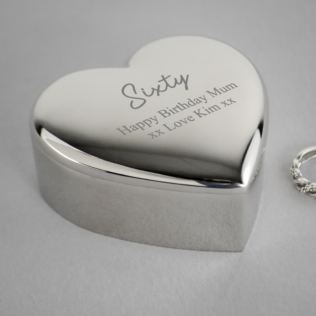 Personalised Silver Plated 60th Birthday Heart Trinket Box Product Image