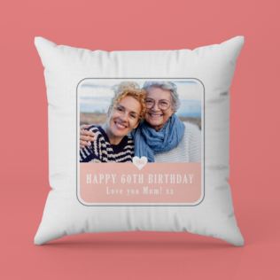 Personalised 60th Birthday Pink Photo Upload Cushion Product Image