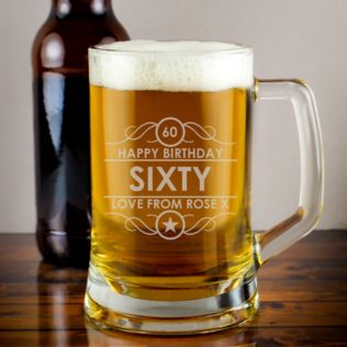 Personalised 60th Birthday Glass Tankard Product Image