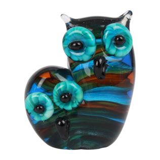 Objets d'Art Glass Figurine - Mother & Baby Owl Product Image