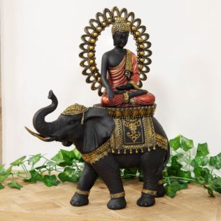 Thai Buddha Meditating on An Elephant Figurine Product Image