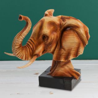 Naturecraft Wood Effect Resin Figurine - Elephant Head Product Image