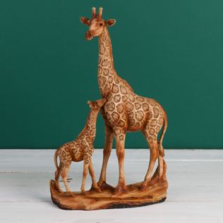 Naturecraft Wood Effect Resin Figurine - Giraffe & Calf Product Image